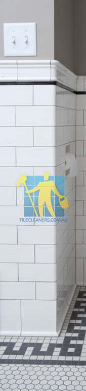historic reproduction subway tile for the walls and unglazed porcelain hexagons for the floor Sydney/St George/Bexley