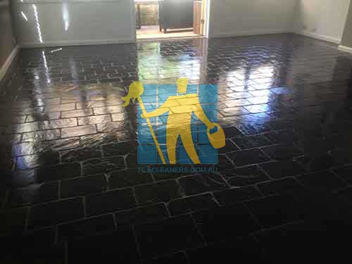 Darlington black slate floor after cleaning