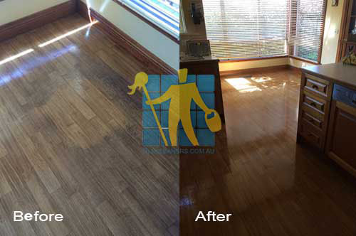 Goodwood brown timber floor before and after cleaning