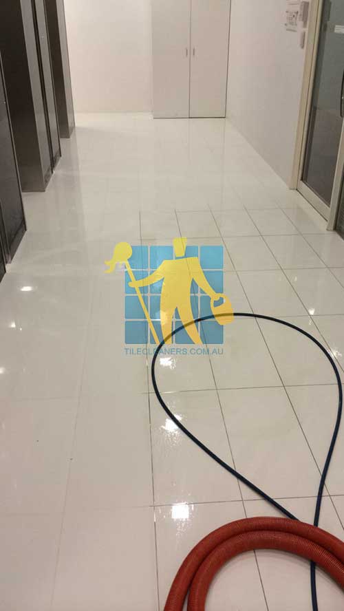 white porcelain floor before and after cleaning and sealing