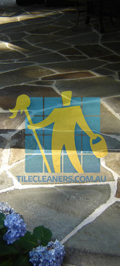 Sydney/Northern Beaches/Narraweena bluestone tiles irregular pattern white cement grout traditional patio