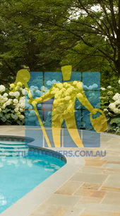 Melbourne/Yarra Ranges/Kallista bluestone tiles outdoor around mediterranean pool light color