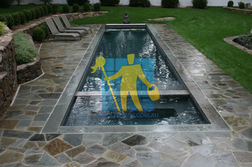 bluestone tiles around swimming eclectic pool irregular shapes cement grout