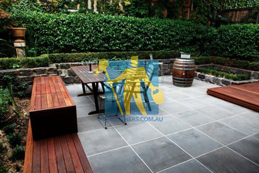 bluestone tiles black outdoor white grout lines with furniture