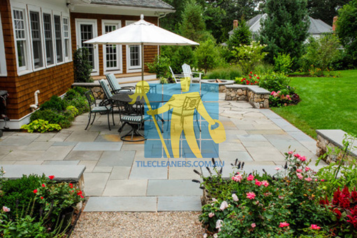 bluestone tiles outdoor rectangular irregular dining patio