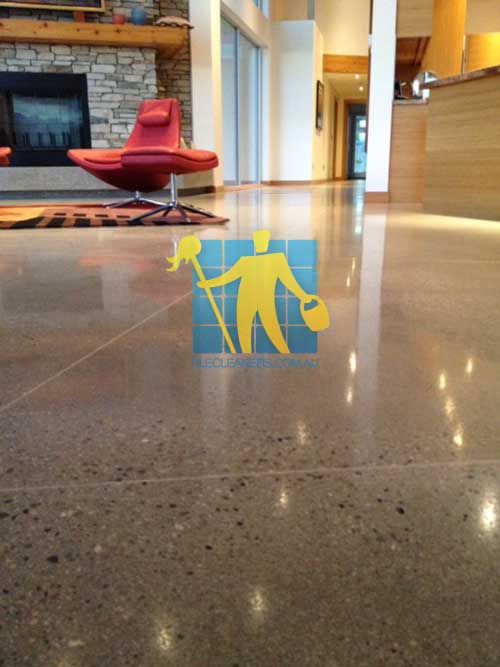 Red Hill home shiny polished concrete floor
