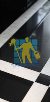 polished black marble tiles with white stripes in a floor pattern Brisbane/Moreton Bay Region/Lawnton