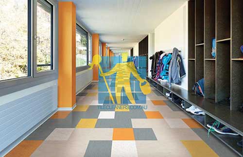 Hillcrest school with grey and orange tile floor