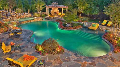 swimming pool with slate patio