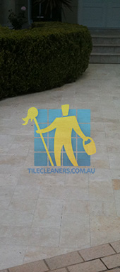 limestone tiles outdoor entrance garden after cleaning irregular pattern