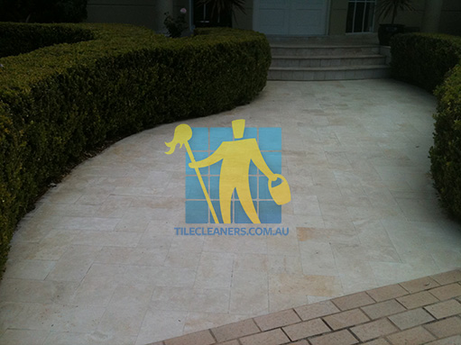 Leawood Gardens limestone tiles outdoor entrance garden after cleaning irregular pattern