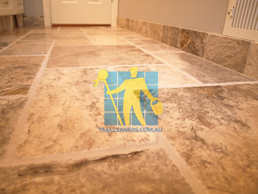 Waterloo Corner marble tiles floor traditional tumbled treasures of marble bathroom