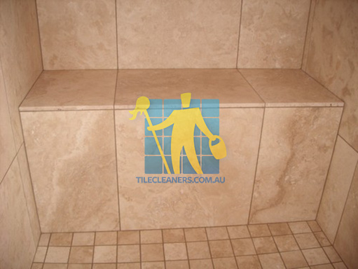 stone tile bench in traditional bathroom sealed Sandgate