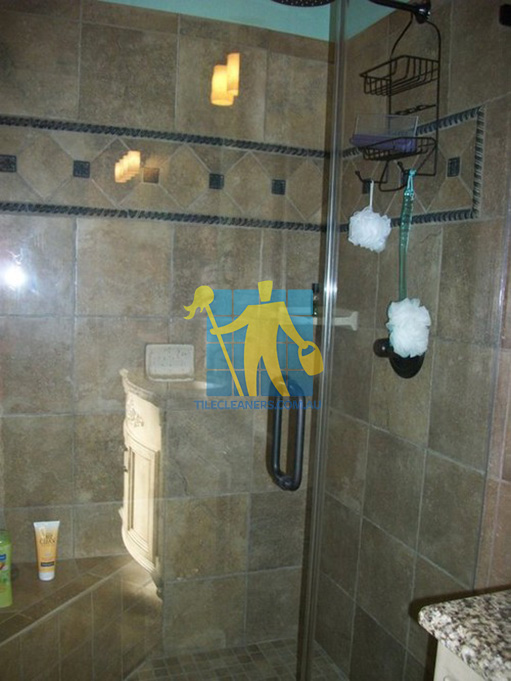 traditional shower shower edimax porcelain tile with resin metal look listells and inserts Melbourne/Whittlesea/Laurimar