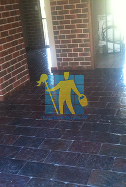 large area of slate tiles after sealing with glossy sealer empty room regular pattern Melbourne/Knox/Rowville
