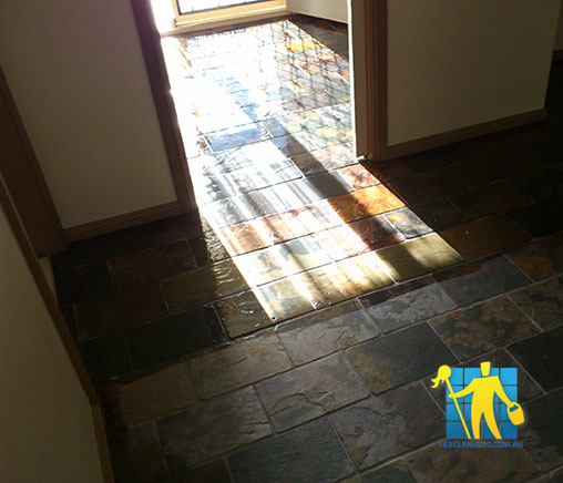 Dianella Slate Floor Stripping & Sealing - Before & After