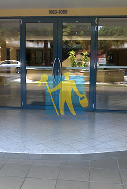 terrazzo tiles building entrance empty before cleaning angle shot reflection Melbourne/Kingston/Bonbeach