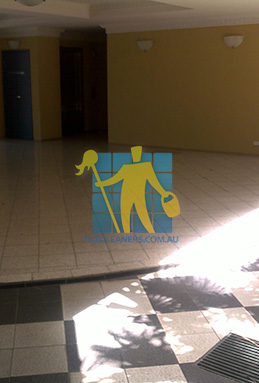 terrazzo tiles building entrance empty before cleaning dirty Brisbane/Ipswich/Ripley