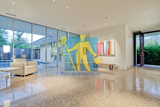 terrazzo modern entry floor tiles polished shiny light color Karingal