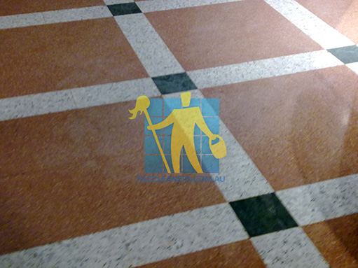 terrazzo tiles floor colorfull stripes pattern before cleaning and sealing Victoria Park
