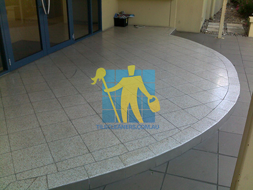 terrazzo tiles outdoor floor entrance curved dirty before cleaning Cedar Grove