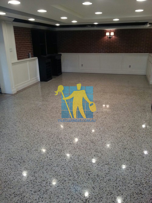terrazzo tiles polished light color in basement 