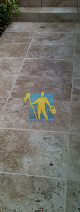 stone tiles outdoor dirty before cleaning Gold Coast/Bilinga