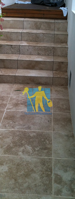 stone tiles outdoor stairs dirty before cleaning Brisbane/Moreton Bay Region/Moorina