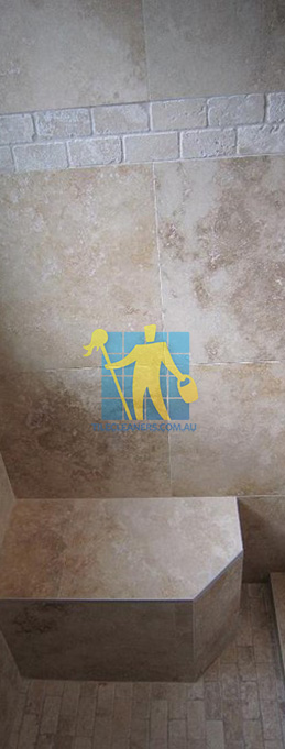 travertine tiles floor wall bathroom natural stone shower with seat Adelaide/Salisbury/Ingle Farm