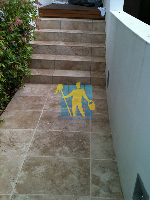 stone tiles outdoor stairs dirty before cleaning Black Hill