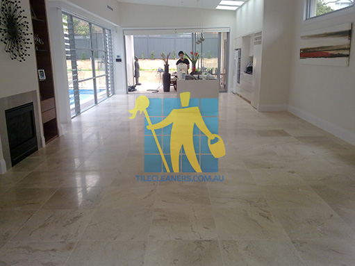 travertine tiles in large empty living room large tiles after cleaning Eastern Suburbs
