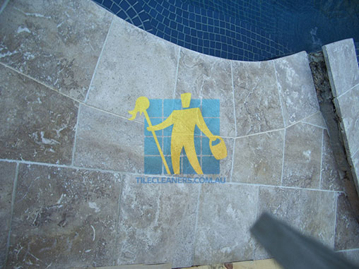 outdoor pool travertine tiles sealed Brighton
