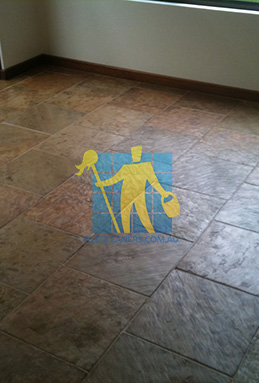 dull looking slate tiles in dark room after stripping solvent sealed from it Canberra/Tuggeranong