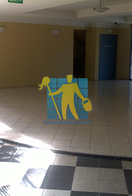 terrazzo tiles building entrance empty before cleaning angle shot Melbourne/Whitehorse