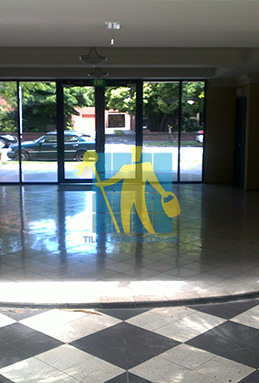 terrazzo tiles building entrance empty before cleaning dirty shadow Melbourne/Whittlesea/Epping