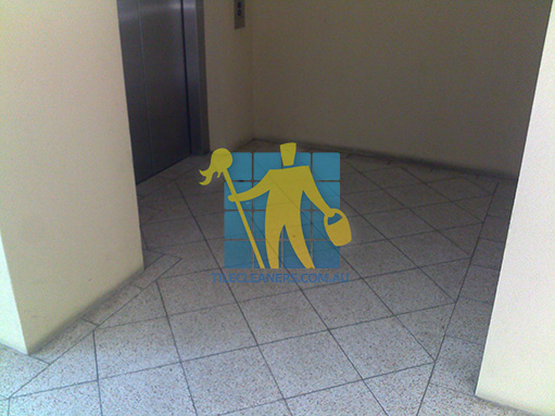 terrazzo tiles dirty floor entrance lift Yarraville