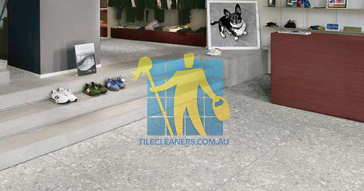 terrazzo tiles indoors grey contemporary furnished Melbourne