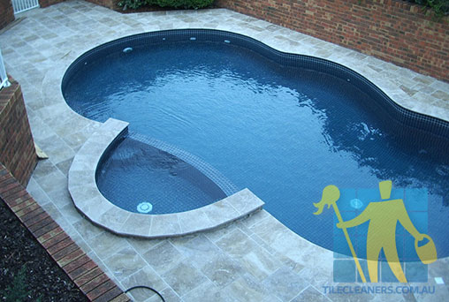 outdoor pool travertine tiles lunar cleaning Newtown