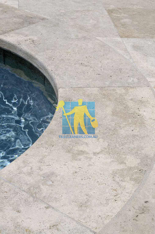 outdoor travertine pool coping sealing Gulfview Heights